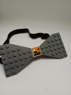 New Page Dark Gray Lego bow tie for adults with safari pattern