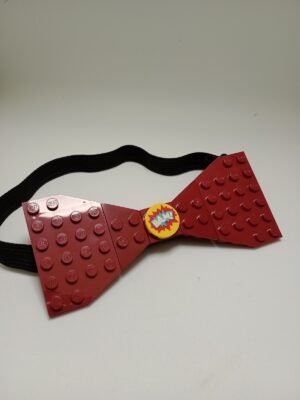 New Page Dark Red Lego bow tie for adults with comic book BAM! pattern
