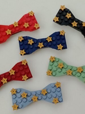 New Page Set of 6 Lego bow ties for children in different colours with golden starts pattern