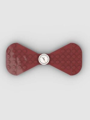 New Page Dark Red rounded Lego bow tie with clock tile in the middle