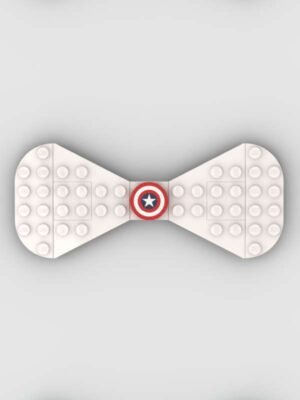New Page White rounded Lego bow tie with captain america tile in the middle