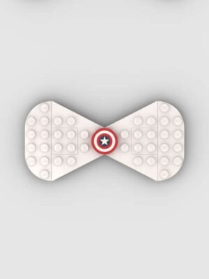 New Page White rounded Lego bow tie with captain america tile in the middle