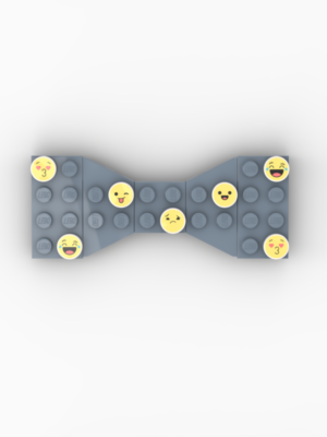 New Page Sandblue Lego bow tie with small Lego tiles with emojis