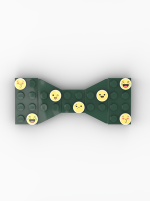 New Page Dark Green Lego bow tie with small Lego tiles with emojis