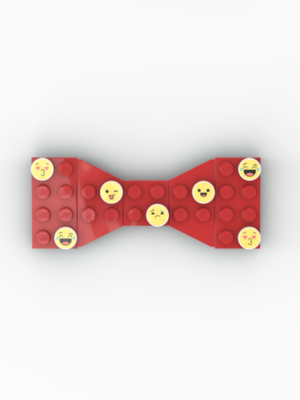 New Page Red Lego bow tie with small Lego tiles with emojis