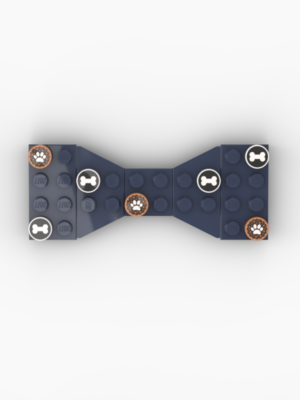 New Page Dark Blue Lego bow tie with small Lego tiles with dog patterns