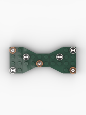 New Page Dark Green Lego bow tie with small Lego tiles with dog patterns