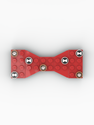 New Page Red Lego bow tie with small Lego tiles with dog patterns