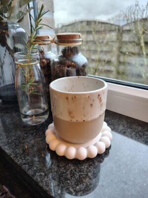 New Page White concrete handmade bubble bowl with cup