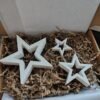 Set of 3 white concrete handmade stars