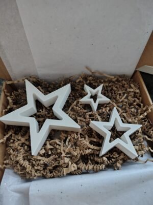 New Page Set of 3 white concrete handmade stars